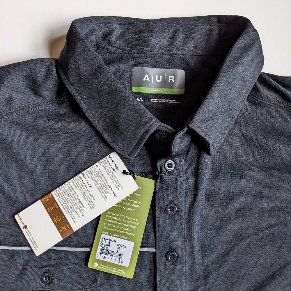 AUR Aware Men's S Café Golf/Polo Shirt, Black, Large